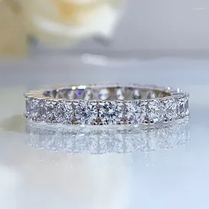 Pierścienie klastra 25 srebrny srebrny kwadratowy kwadratowy dwutlenku węgla diament dla kobiet błyszczące przyjęcie weselne grzywny biżuteria hurtowa