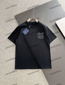 Xinxinbuy Men Designer Tee T Shirt 2024 Włosze Wzór kieszeni List Emboss Bawełniany krótki rękaw