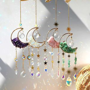 Decorazioni da giardino Crystal Suncatcher Moon Amethyst Rainbow Maker Decor Hanging Decor Catcher Catcher Light Catcher Xmas Decorazione da giardino per finestre all'aperto