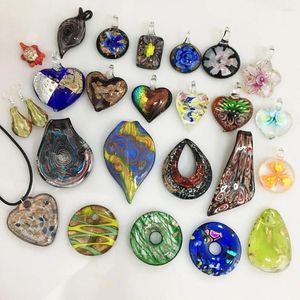 Pendant Necklaces 1PCS Glass Murano Sweater Necklace For Woman Jewelry Crystal Christmas Ornament Blue Chinese Style Different Shapes Gift