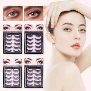 False Eyelashes Self Adhesive 5 Pair Reusable Lash Strip Waterproof Curl Natural Look For Women Makeup Tool