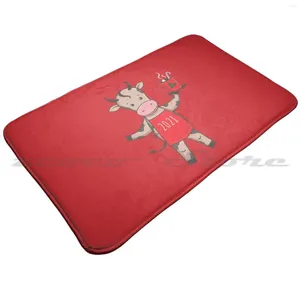 Halılar 2024 öküzün yılı. Çikolata Yumuşak Slip Slip Mat Halı Halı Yastık Ox Happy