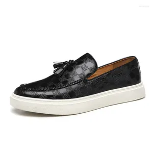 Casual Schuhe Größe 38-46 Quasten-Leder-Laibers für Männer 2024 Penny Sneakers Slip-on Black Braun