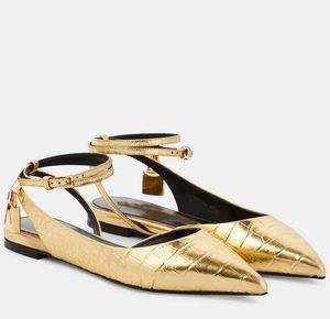 Eleganckie małe bzdualne kodowce skórzane sandały buty blokuj klucz nagi czarny złoty skórzany balet balet łatwy do noszenia damski sukienka na imprezę spacery EU35-43