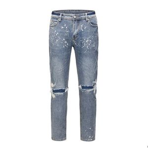 Mens Jeans High Street Hole Washed Destroy Oversize Casual Pencil Pants Retro Straight Loose Baggy Denim Trousers Drop Delivery Appare Otpkx