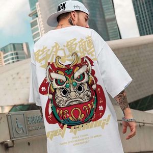 Marca da moda Camiseta curta Camiseta masculina do estilo Yuan Suyu Halva Manga China-Chic Ins Street Hip-Hop Loose Plus Opendedizes Roupas