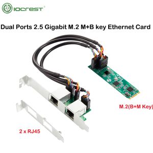 Cards Iocrest M.2 a doppia porta 2,5G Ethernet Nic Network Card M.2 22*Dimensione B 80mm T chiave e M chiave 2500 Mbps RTL8125B Chipset