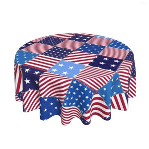 Bordduk tvättbar polyesterlöpare för picknick mat dekoration amerikansk flagga runt bordsduk patriotik
