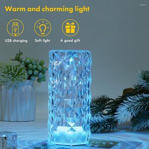 Lâmpadas de mesa Touch Controle Desktop Decor Crystal Light Luzes de mesa de leitura de carregamento USB Acessórios domésticos de decoração de sala Dimmable