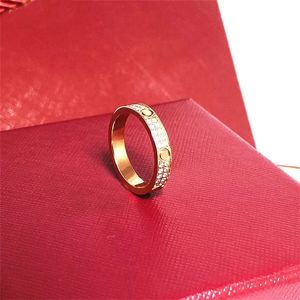 Anello stellato anelli anelli designer per chiodi per donna in acciaio in acciaio rosa in oro rosa placcato con diamante completo per anelli da uomo regalo di fidanzamento del matrimonio 4 5 6mm Multi Size11