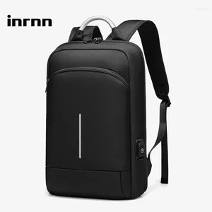 Backpack Inrnn Fin Business Men de 15,6 polegadas Laptop Mochilas Trabalho de escritório Mens masculino de pacote de traseiro de machos USB Bolsa de carregamento USB