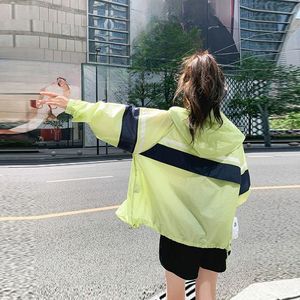 Summer sunwear lightweight hooded sunwear jacket female color blocking small anti-ultraviolet tide