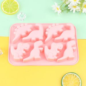 Candles 1Pc 8 Cavity DIY Dinosaur Cake Decor Candy Cookies Silicone Mold Dinosaur Jelly Baking Tool Candle Soap Mould Ice Tray Kitchen