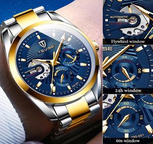 Модная марка Tevise Men Automatic Watch Men Men Hansale Steel Chronograph Механические наручные часы мужские часы Relogio Masculino4622308