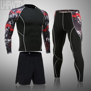 Mens Sports Suit MMA Rashgard Male Quick Torking Sportswear Compression Clothing Fitness Training Kit Thermal Underwear Leggings 240425