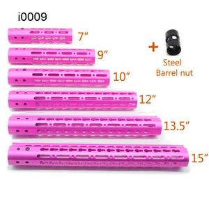 7 9 10 12 13.5 15 Pink Anodized Free Float Keymod Handguard Rail Mount System Steel Barrel Nut