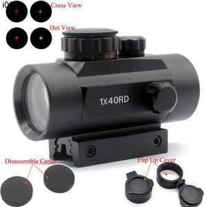 Holográfico tático ao ar livre 1x40 Escopo de mira Red Dot Green/Cross View Riflescope Hunting com 11 mm de montagem ferroviária de 20 mm