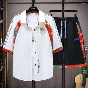 Herren Tracksuits Shirts Shorts 2024 Summer Flower Muster Sportswear Casual Sets Männlich und Männer in voller Größe M-4xl