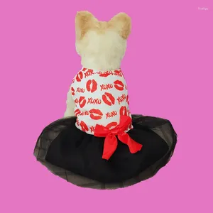 Одежда для собак одежда для домашних животных платье на День святого Валентина для собак одежда кошка маленькие красные губы напечатайте тонкие весенние девочки Чихуахуа продукты 2024