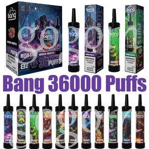 Puff 36K Bang 36000 Puffs Vapes Disponibla E Cigaretter 0% 2% 3% 5% 40 ML Förfylld POD Justerbar luftflöde 650mAh Uppladdningsbar penna enhet Bang 20000 Puff 18K Puff 15K Vapers