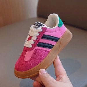 Kid Suede Color Splice Casual Shoes Girl Boy Lace Up Sneakers Autumn Child Walk Running Sport Trainers Storlek 2637 240426