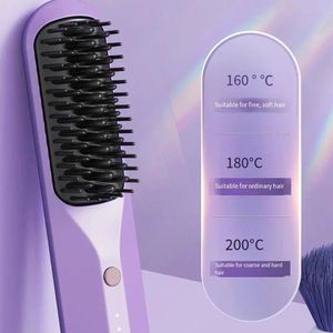 2 in 1 Wireless Hair Straightener Curler Comb Dryer and Straightening Brush 2600mAh Styling Appliance Crimper 240424