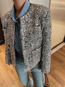 Giacche da donna con paillettes 2024 abbigliamento da donna y2k primaverile coreano in stile coreano esterno vintage abbigliamento lussuoso cappotto blazer a blazer top elegante