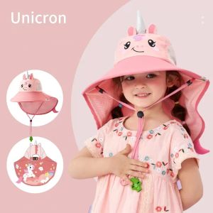 50pcs/Lot Summer Children Sun Hat Kids Outdoor Neck Cover Cover Anti UV Protection Caps Kids Boy Girl Travel Flap Cap لمدة 1-19 سنة