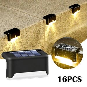 LED Solar Step Lamp Patio Warm White Stair Light Waterproof Garden Yard Decor Outdoor Balcony Pathway Lighting for Fence 240411
