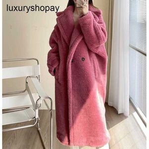 Maxmaras Casaco Teddy Bear Womens Cashmere Caats Wood Inverno 100 M Pur Sheep Cut Fleece One Piece Long Thi