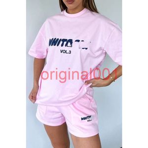 Women White Shirts Tracksuit Girl Shirts White Shirts 2 Pcs/Set Young Shorts a maglietta da donna traspirante set sciolti pantaloni sportivi a misuratura solida Sortoni morbide Set di vestiti top dv DV