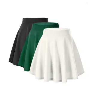 Skirts A-Line Mini Skirt Skater High Waist for Women Color Solid Casual Street Short Style Base