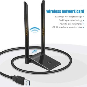 Kort Dual Band 1200 Mbps USB 3.0 WiFi Adapter AC1200 Wireless USB WiFi LAN DONGLE 2.4G/5GHz WiFi -mottagare Antennätverkskort