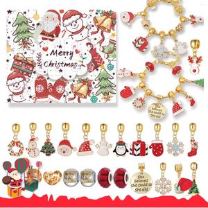 Länkarmband Countdown Kalender Jewelry Christmas Theme Advent för flicka till DIY