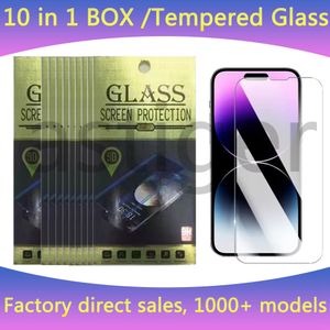 Schermo Protector Temped Glass per iPhone 15 14 13 12 Mini 11 Pro xs xs max xr 6 7 8 più Samsung A15 A25 A35 A55 A71 A05 Proteggi film 9H 0,33 mm con scatola di vendita al dettaglio all'ingrosso all'ingrosso