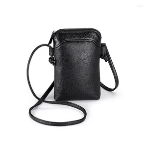 Tasche 2024 Real Cowide Phone Bags Mode vertikale Sektion Frauen Messenger echte Ledermädchen Schulter für Damen
