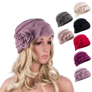 Elegante 1920er Jahre Damenhüten Winter Beret Mützen für Frauen Eimer Cloche Cap 100% gekochte Wolle warme Hats A376