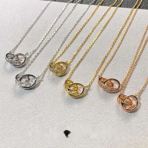 CARt Designer Jewelry Designer Necklace Pendant Necklaces High version Double Ring Necklace Buckle Necklace Light Luxury Collar Chain for Mother's Day gift