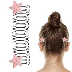 Rhinestone Star Broken Hair Comb Wedding Hair Comb Clip Invisible Star-Shaped Hair Clip Stretchable Side Combs for Women