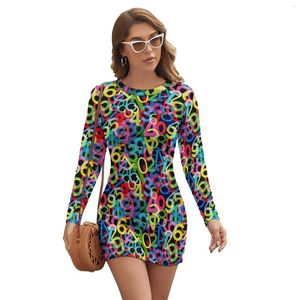 Vestidos casuais vestidos matemáticos coloridos números de mulheres estéticas estéticas bodycon primavera de manga longa e gráfico de tamanho grande roupas de tamanho grande