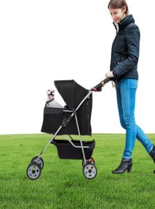 4 Wheels Pet Stroller Cat Dog Cage Stroller Travel Folding Carrier 5 Color 04T26398630727