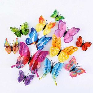 Gartendekorationen 3d Schmetterling Wandaufkleber 12pcs Dekorative Wandaufkleber im Freien Garten Ornament Kinderzimmer Dekor Schmetterlinge für Wanddekoration