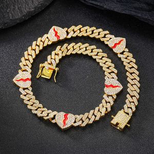 Designer hänge halsband kuba kedja kärlek halsband ny produkt hip hop hög kvalitet 12mm hjärtdelande remsa