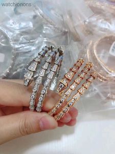 Alto nível original Blgarry Designer Bangles Gold Diamond Full End High Ring Snake Pulseira com Abertura da Braceleta de Cobra Rose Gold Gold Gold com logotipo da marca