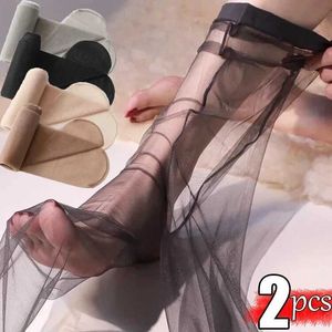 Sexy Socken 2/1 Stück transparenter ultradünne Strümpfe Frauen sexy schwarze Strumpfhosen eng sitzende Frauen nahtlose Fischnetzstrümpfe Q240427