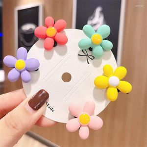 Hair Accessories 5PCS Set 3cm Diameter Color Mini Cute Flower Clips For Girl Child Kawaii Resin Fairy Princess Hairpin Fashion