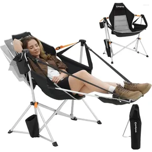 Móveis de acampamento Cadeira de acampamento Cadeira de acampamento Alumínio Foldável Ajuste Balanço com suporte para apoio para pés removíveis porta -copo