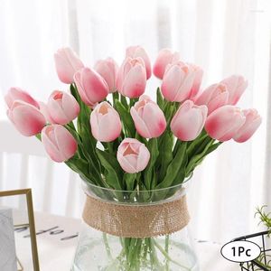 Decorative Flowers 1PC 35cm Tulip Artificial Real Touch Fake Flower Party Home Wedding Decoration Bouquet Mother's Day Valentine's Gift