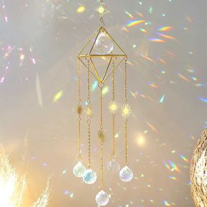 Garden Decorations Heart Suncatcher Crystal Glass Prism Hängande solfångare Fairy Garden Decoration Rainbow Maker Crittal Catcher Wedding Ornament