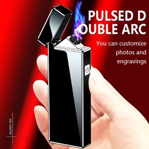 Partihandel Billig fickan Dual Arc Electronic Plasma Tändare, Mini Smart Electric Lighter USB Laddningsbar för rökning